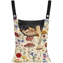 Mushroom Clothespin Bag with Hanging Hook - 12 x 14.6 Inch Waterproof Laundry Clothespin Holder