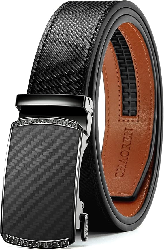 CHAOREN Men's Leather Ratchet Belt - Customizable Fit (35mm) | Smooth Sliding, Precise MicroAdjust, Trim to Fit, Dress & Casual Wear, Gift Box