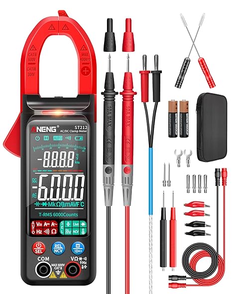 ANENG TRMS Multimeter,600A AC/DC Clamp Meter,Auto Ranging,NCV,Temperature | True RMS Amp Meter 6000 Counts Measures AC/DC Current,Voltage,Resistance,Capacitance, Continuity,Diode,LCD Backlight Tools